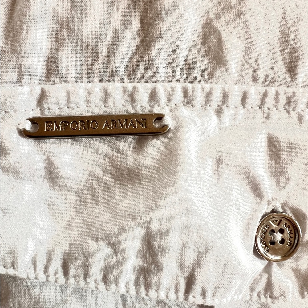 Emporio Armani Jeans White Shirt Button Down zip up cotton Short sleeve men's S - Picture 10 of 11